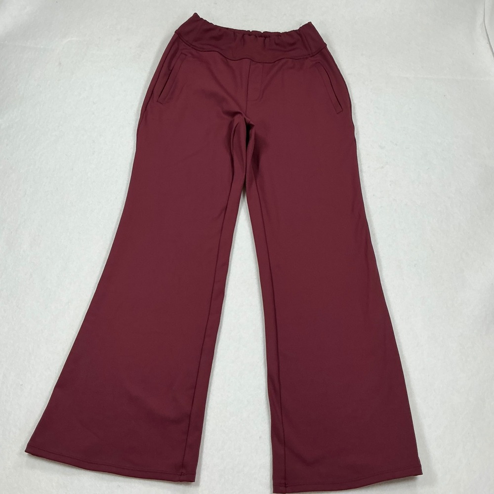 Halara XS Petite Burgundy High Waisted Wide Leg Flare Work Yoga Pants Pocket